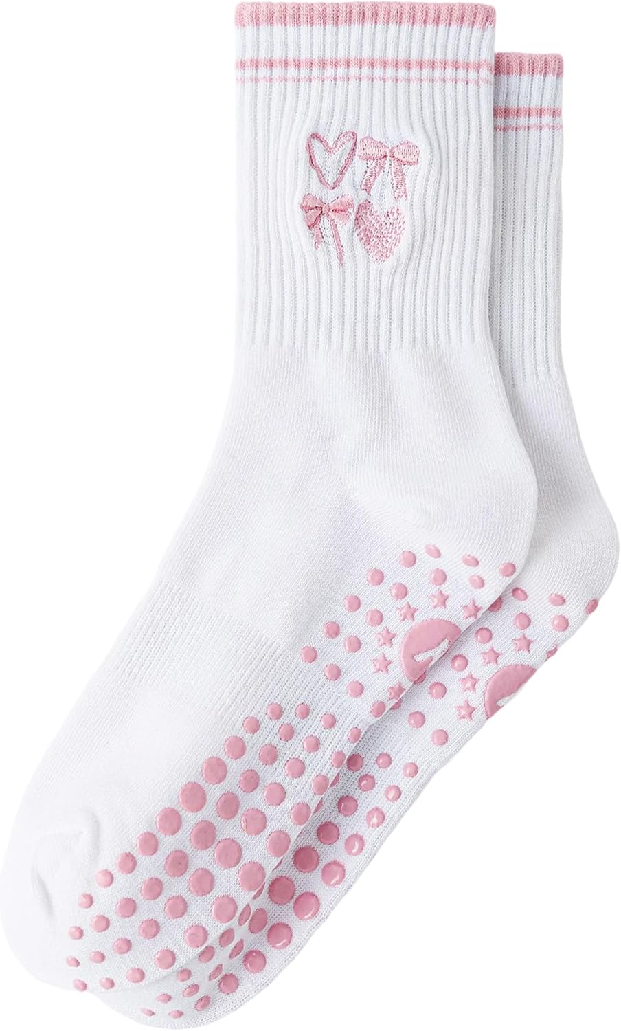 Yawlsow Pilates 女式防滑袜 瑜伽 抓地力袜 可爱 Barre 防滑运动船员 粘性袜子 锻炼 医院