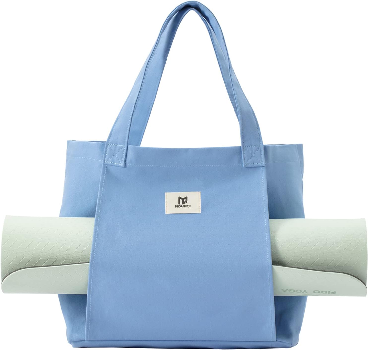 Moyaqi 帆布手提包带瑜伽垫携带口袋手提单肩包适用于办公室、锻炼、普拉提、旅行、沙滩和健身房