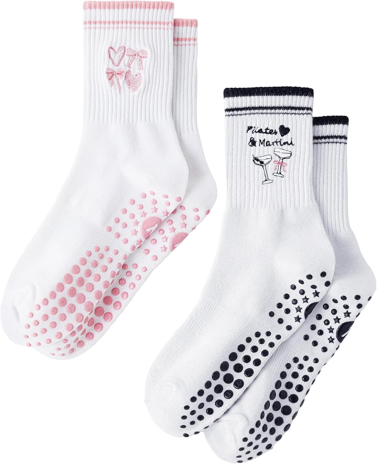 Yawlsow Pilates 女式防滑袜 瑜伽 抓地力袜 可爱 Barre 防滑运动船员 粘性袜子 锻炼 医院