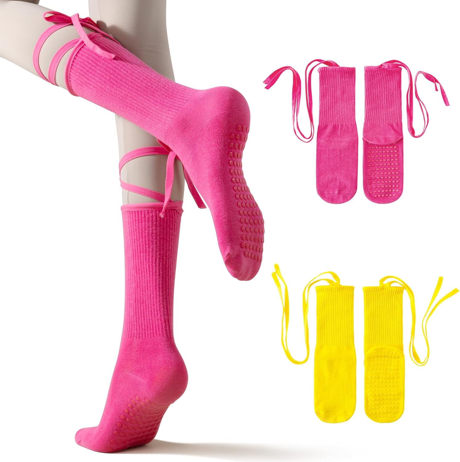 防滑普拉提瑜伽袜带抓地力女式 – 时尚水手袜,适合芭蕾舞和锻炼(尺码 5-9)
