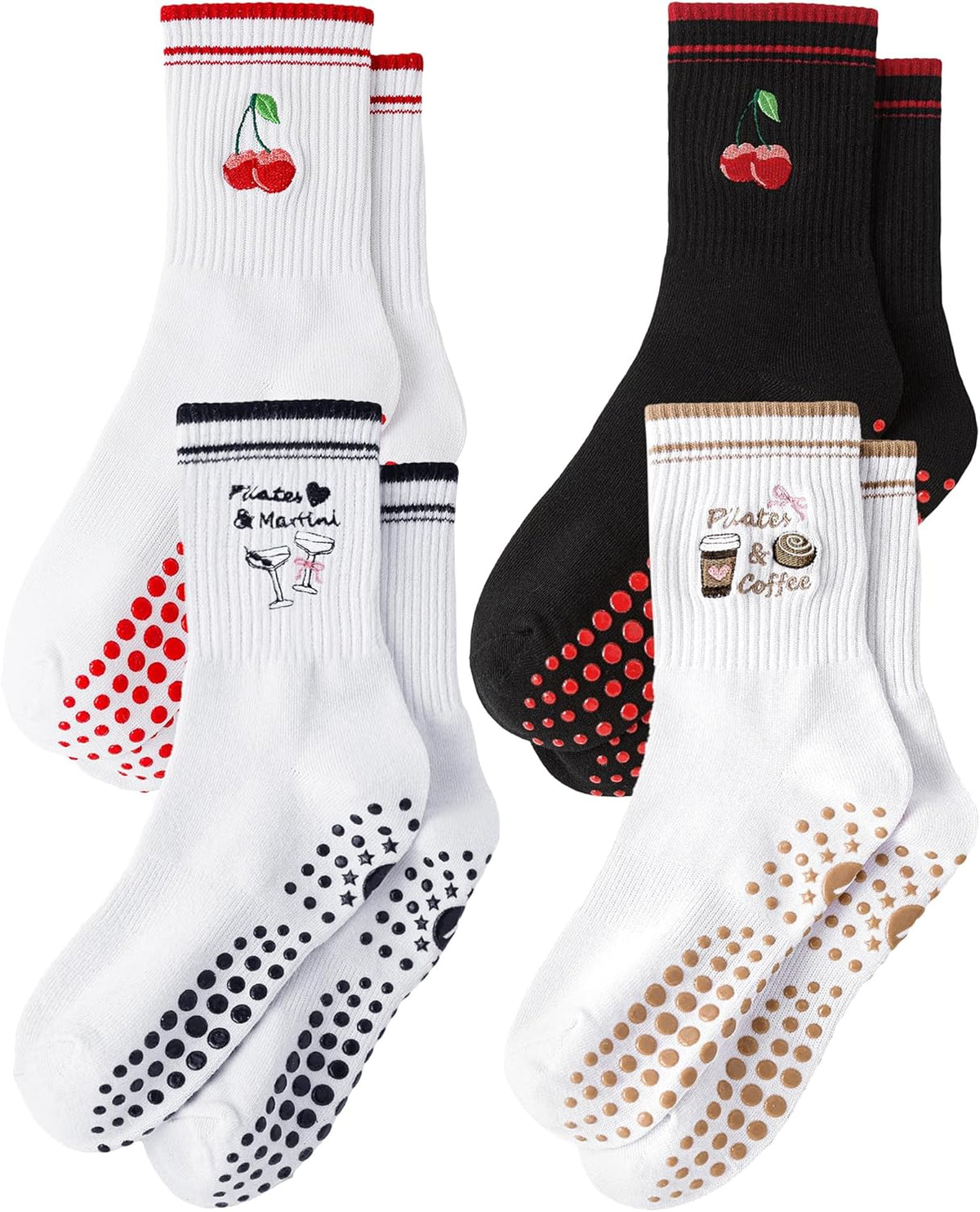 Yawlsow Pilates 女式防滑袜 瑜伽 抓地力袜 可爱 Barre 防滑运动船员 粘性袜子 锻炼 医院