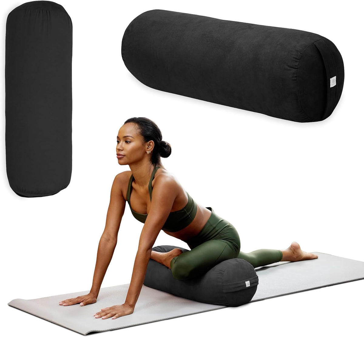 Gaiam 圆形瑜伽枕 柔软冥想靠垫 适用于瑜伽、按摩和背部支撑 透气棉填充 拉链超细纤维套 易携带手柄 可机洗