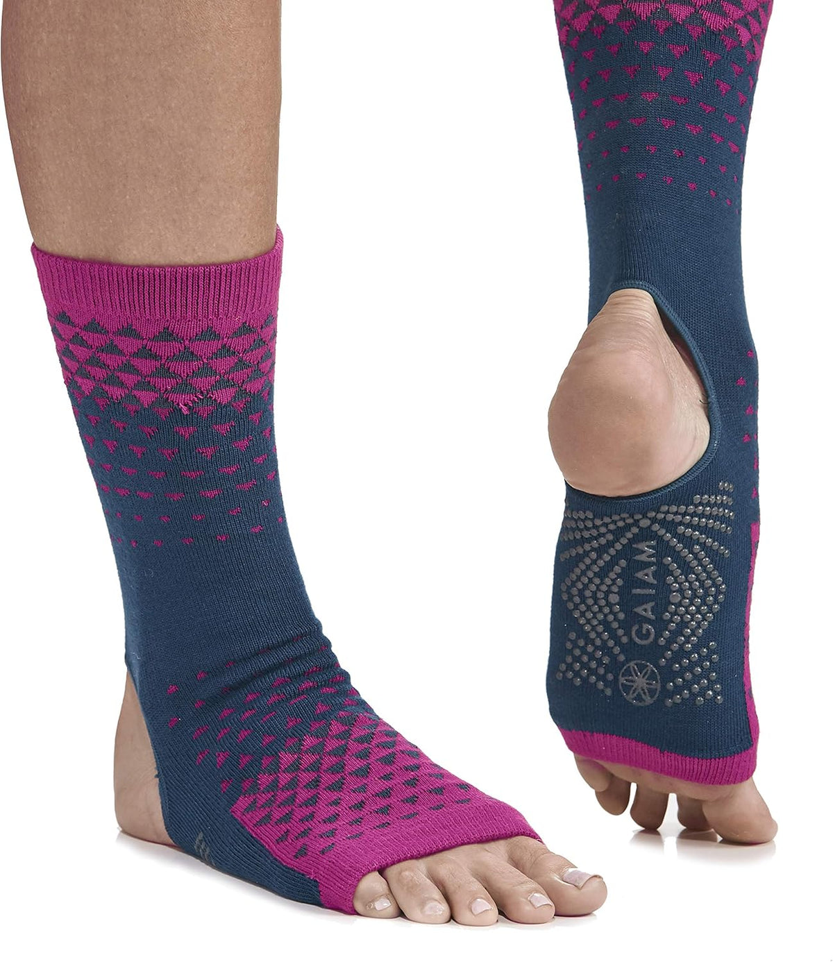 Gaiam 瑜伽袜脚链 - 抓地力强的暖腿脚踝袜适用于瑜伽、巴雷、普拉提、舞蹈、有氧运动