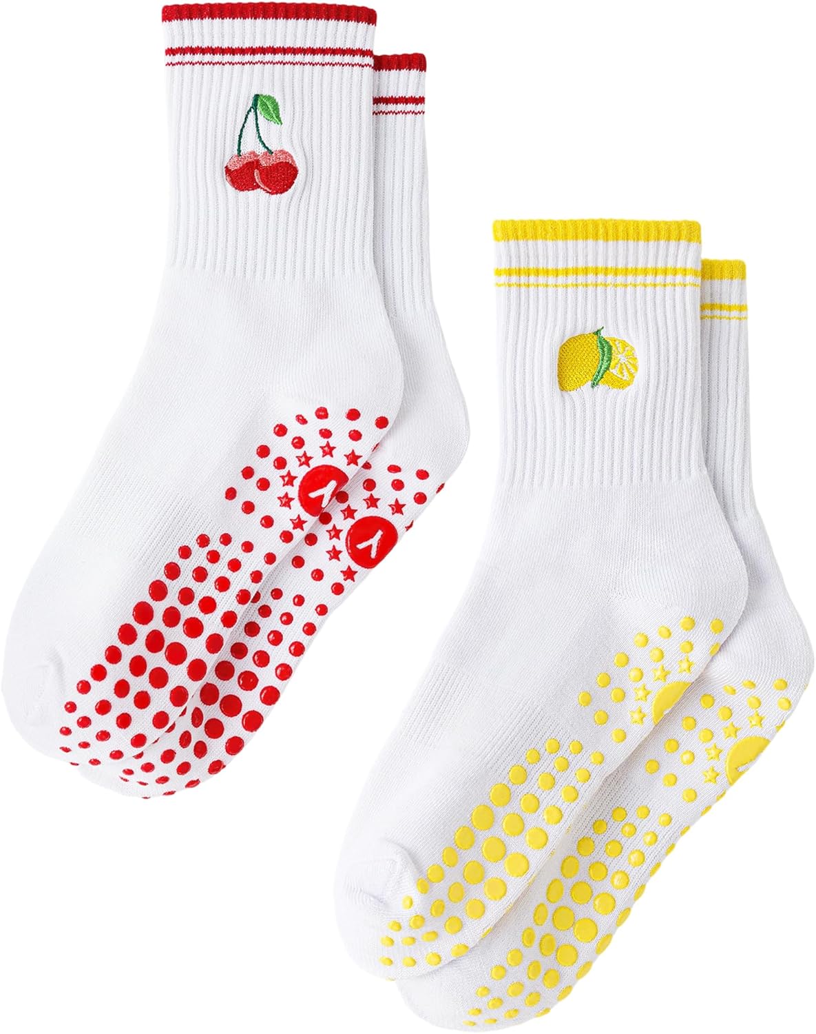 Yawlsow Pilates 女式防滑袜 瑜伽 抓地力袜 可爱 Barre 防滑运动船员 粘性袜子 锻炼 医院