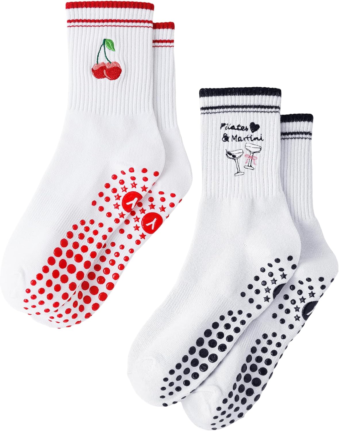 Yawlsow Pilates 女式防滑袜 瑜伽 抓地力袜 可爱 Barre 防滑运动船员 粘性袜子 锻炼 医院