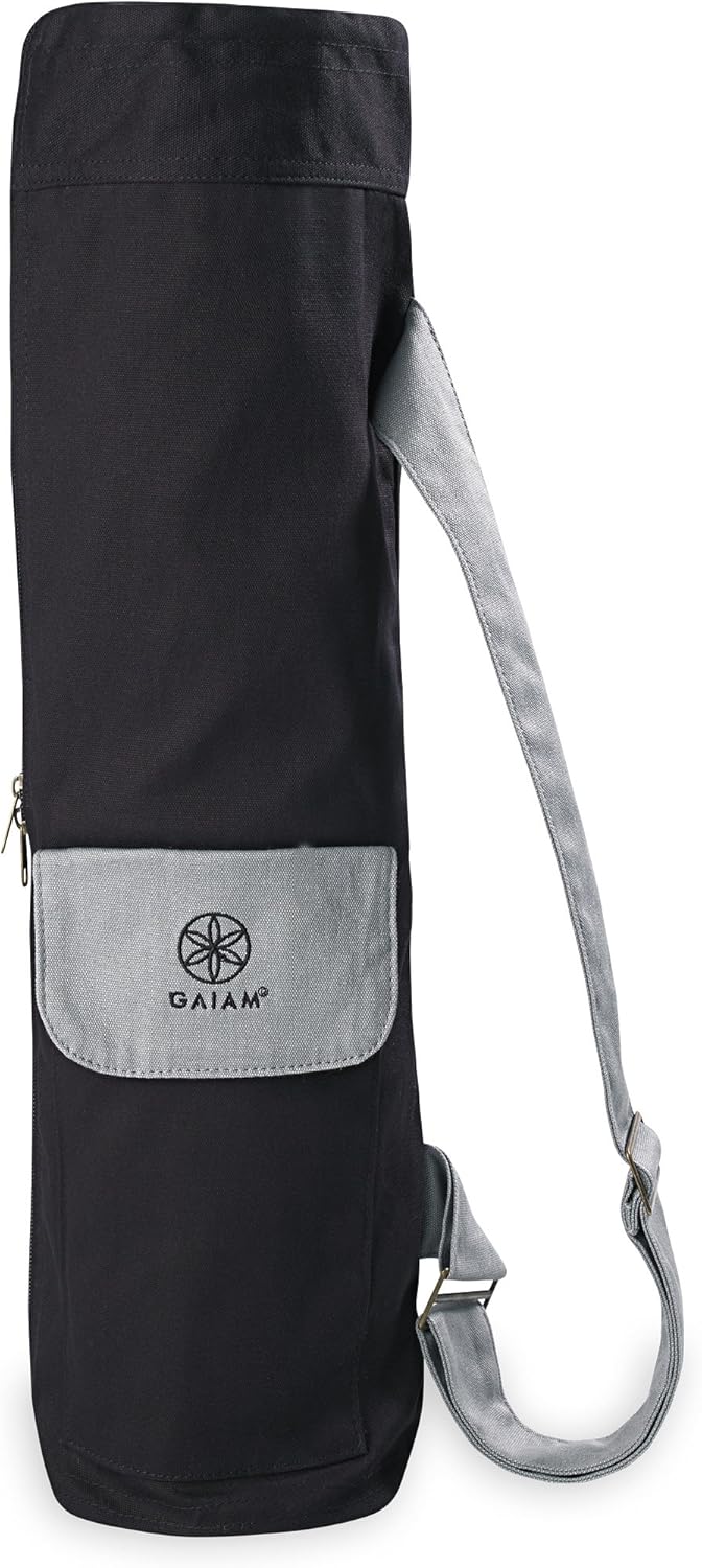 Gaiam Cargo 瑜伽垫包,全拉链瑜伽垫背带,可调节肩带,前后手机袋带耳塞开叉,时尚实用的健身垫支架,男女均适用