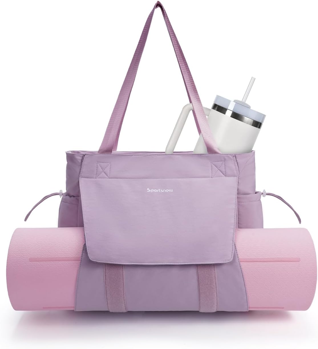 sportsnew 瑜伽垫包手提包瑜伽健身包男女防水湿口袋和钩环,快速取用存储瑜伽垫包