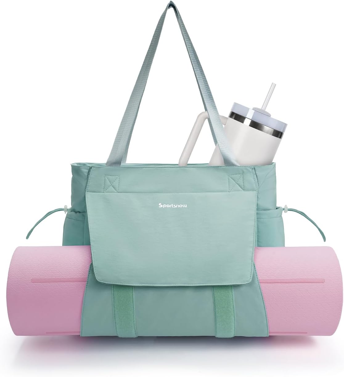 sportsnew 瑜伽垫包手提包瑜伽健身包男女防水湿口袋和钩环,快速取用存储瑜伽垫包