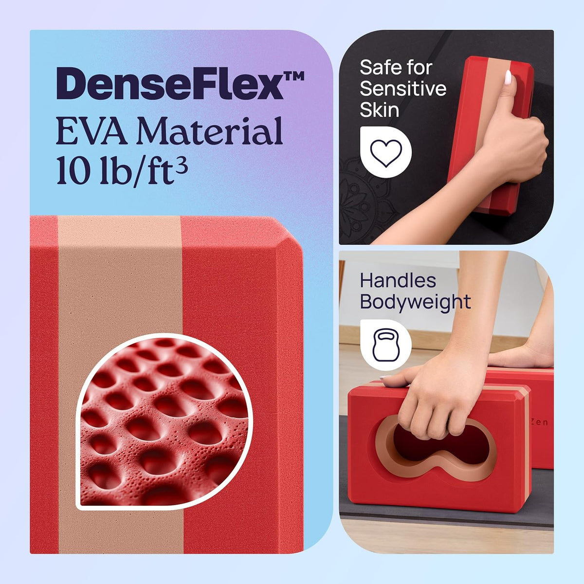 Deep-Zen® 瑜伽砖手腕支撑;瑜伽块 2 件装,带护膝和带子,减轻手腕重量;耐用、多功能瑜伽砖锻炼块套装,阻止瑜伽
