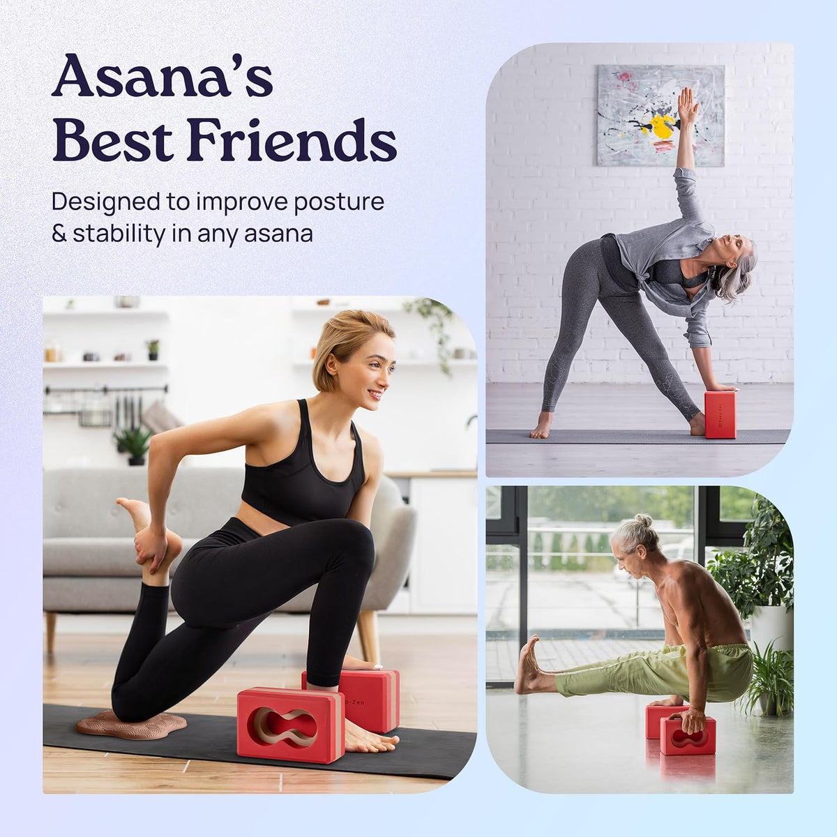 Deep-Zen® 瑜伽砖手腕支撑;瑜伽块 2 件装,带护膝和带子,减轻手腕重量;耐用、多功能瑜伽砖锻炼块套装,阻止瑜伽