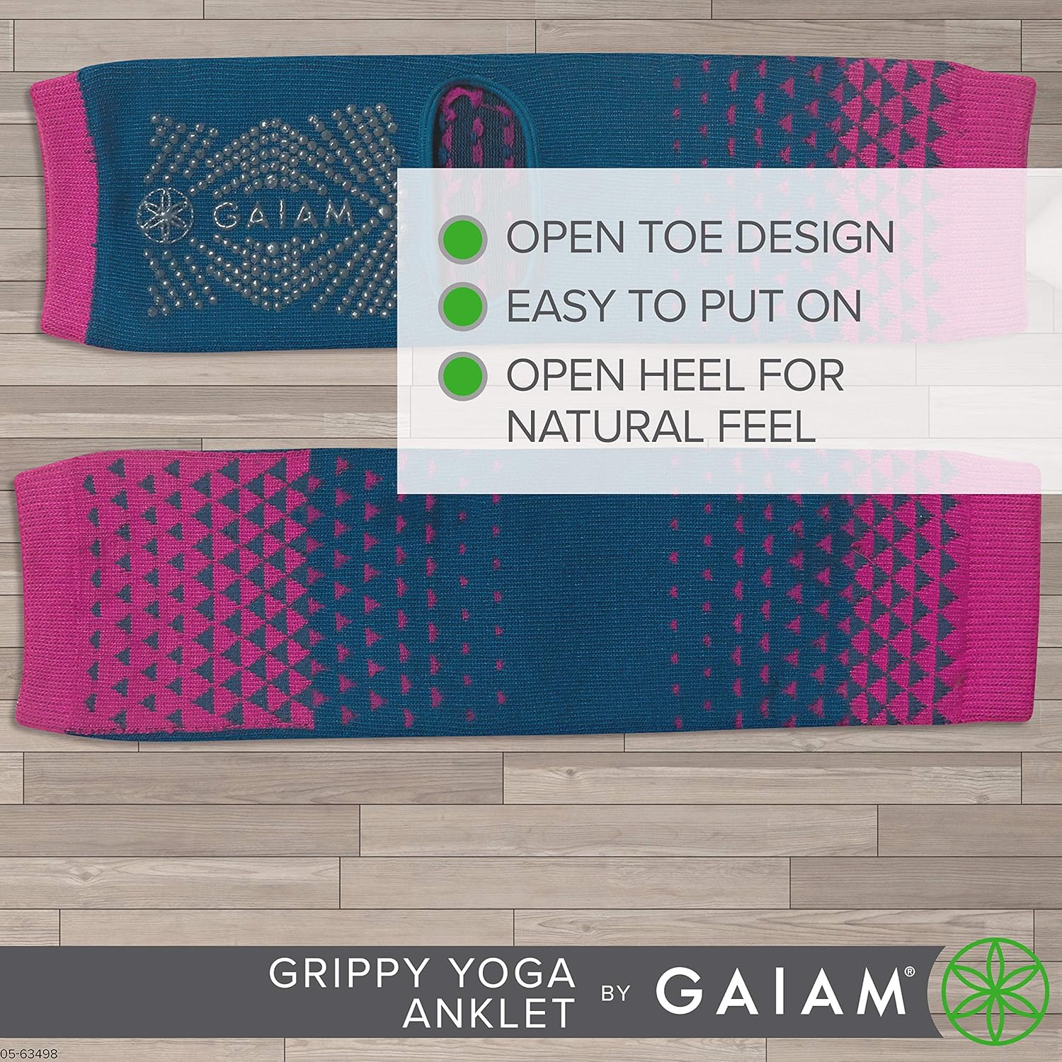 Gaiam 瑜伽袜脚链 - 抓地力强的暖腿脚踝袜适用于瑜伽、巴雷、普拉提、舞蹈、有氧运动